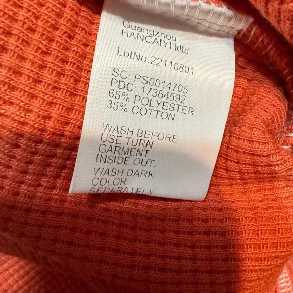 IFFEI Pocket waffle shirt  2 zipper pockets on chest gray/white/orange like new - Picture 6 of 6